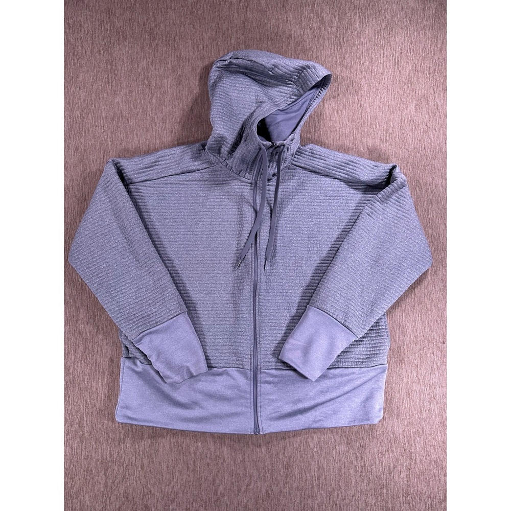 Nike Dri-FIT Womens Full Zip Textured Ribbed‎ Hoodie Grey Small